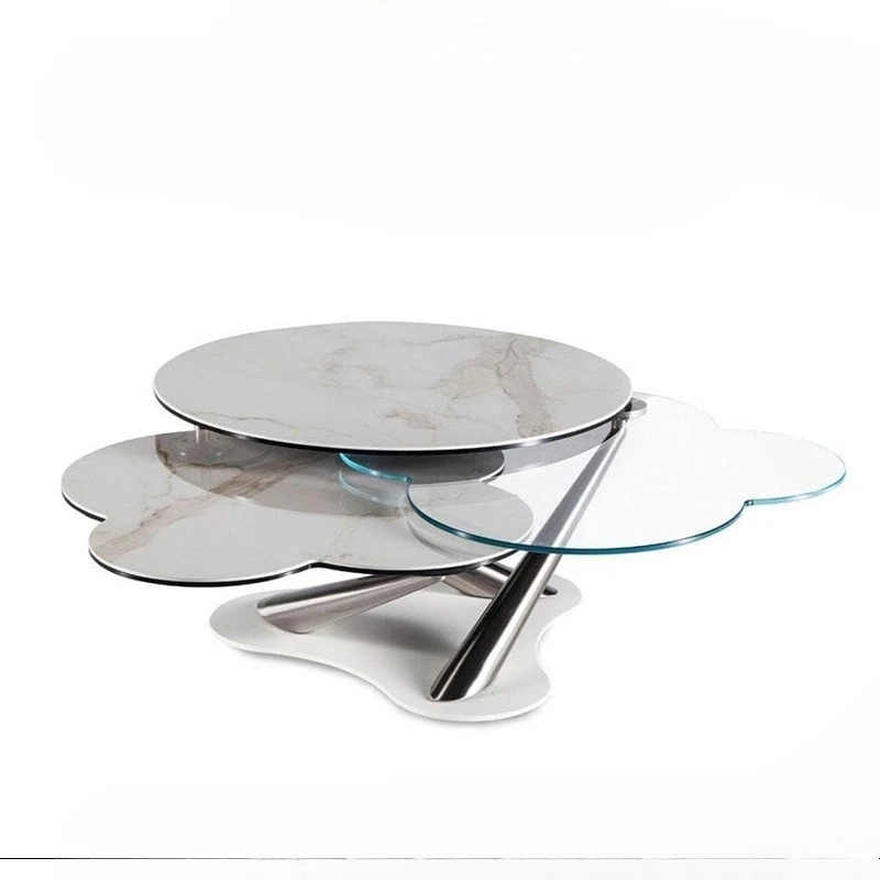 

Light luxury cloud coffee table elegant rotatable natural marble modern home living room coffee table