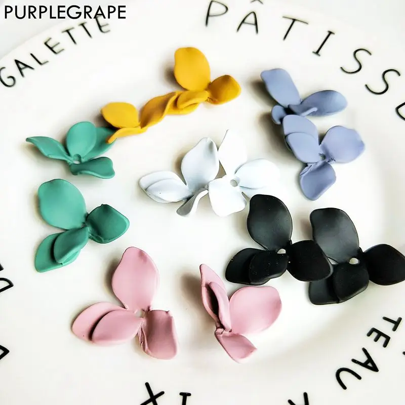 PURPLEGRAPE earrings accessories minimalism petal matte texture multicolor DIY handmade 8 Pack