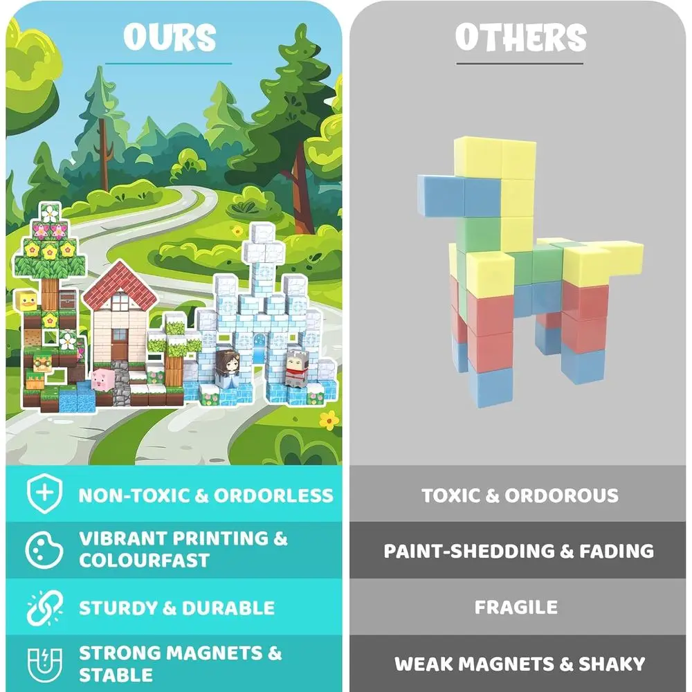 Set di cubi magnetici da costruzione, 200 pezzi, giocattoli STEM per bambini dai 4 ai 8 anni, ideali per bambini dai 3 ai 12 anni, regalo per ragazzi e ragazze