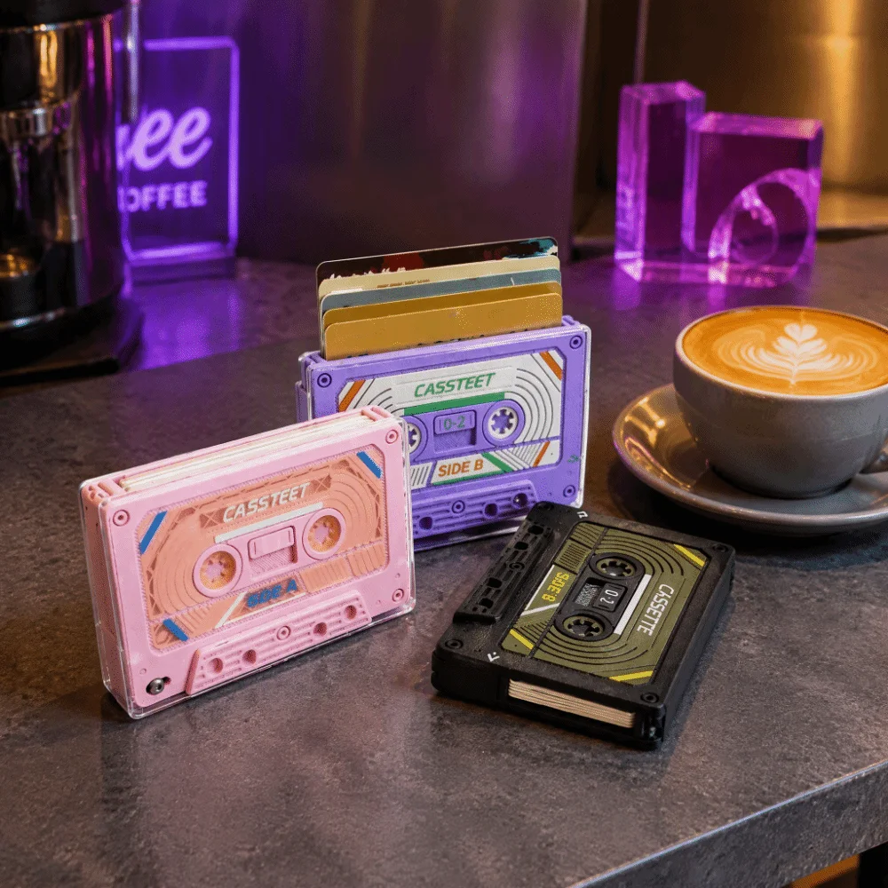 3D Printed Cassette Tape Card Holder Creative Portable ID Card Storage Box Retro Style Business Card Case Card Sleeve
