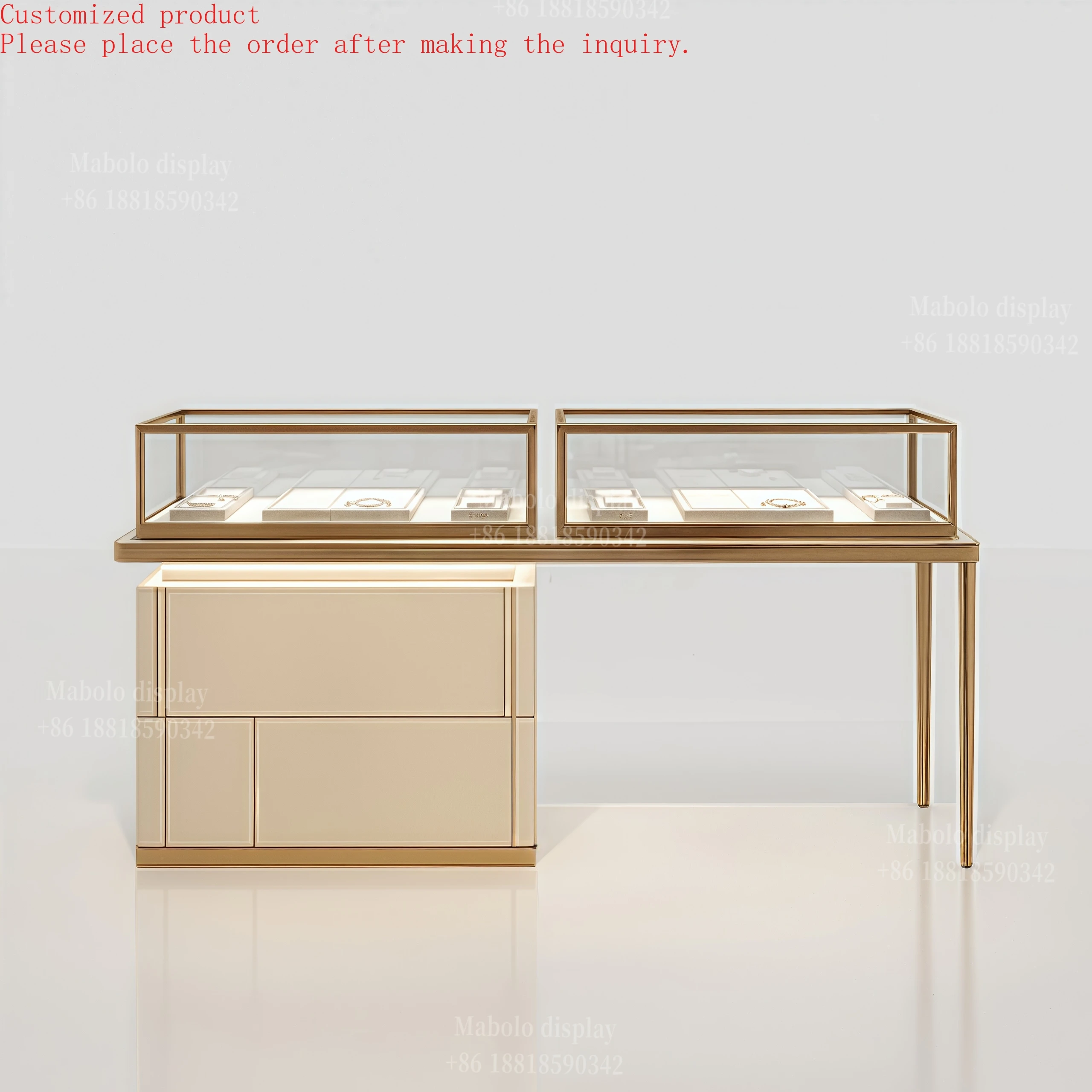 

Custom.High Quality Complete Accessories for Jewelry Display Factory-Supplied Glass Shelf Cabinet Drawer Combination for Showcas