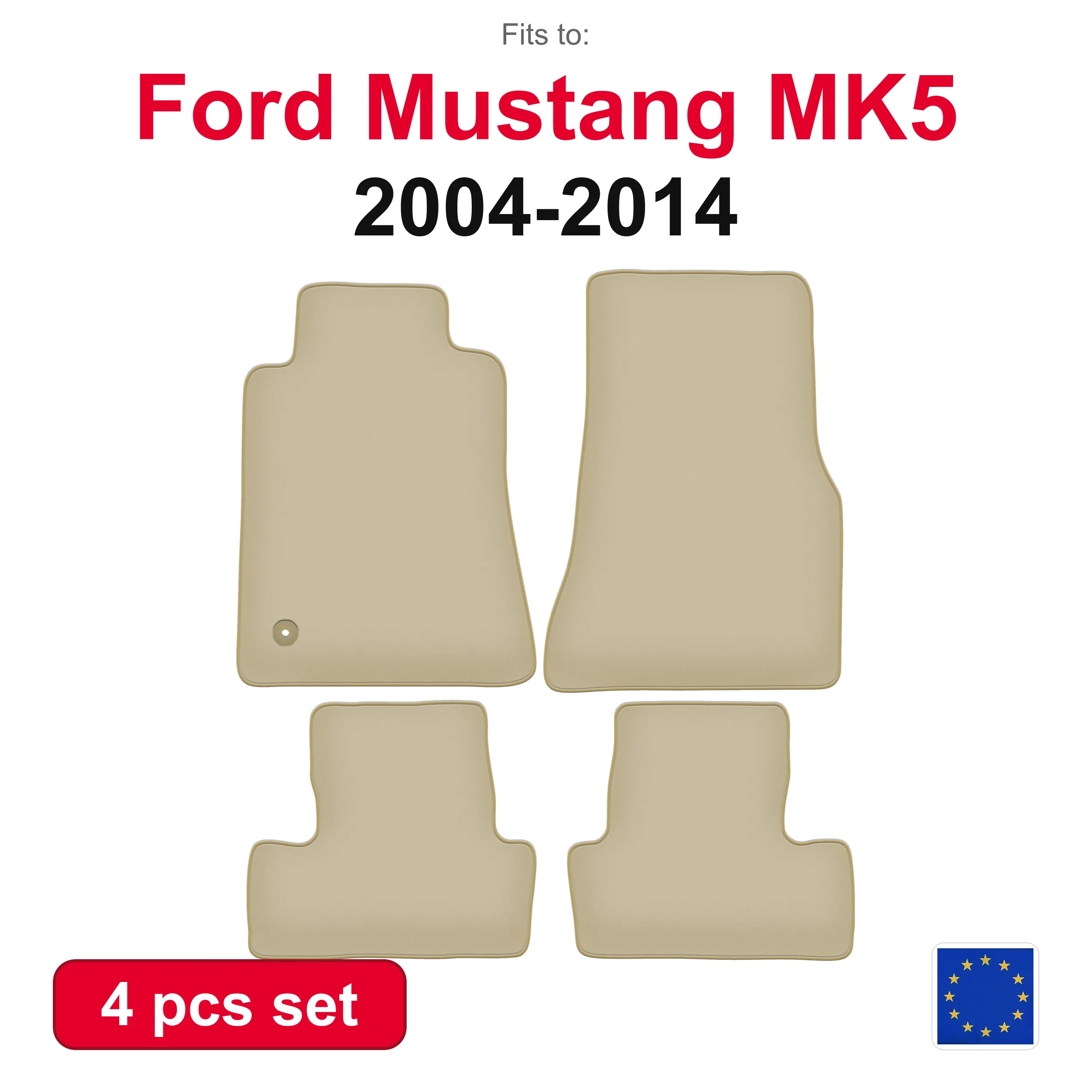 PREMIUM Velours-Autofußmatten für Ford Mustang MK5 Coupe (2004-2014) - beige, passgenau (4-teiliges Set)
