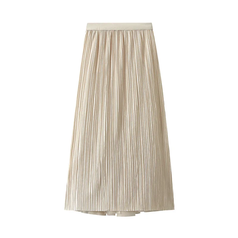 Ancient Falling Gauze A-Line Skirt Double Side Slim Fishtail Women Elastic Waist Autumn Big Swing French Half Body Skirt