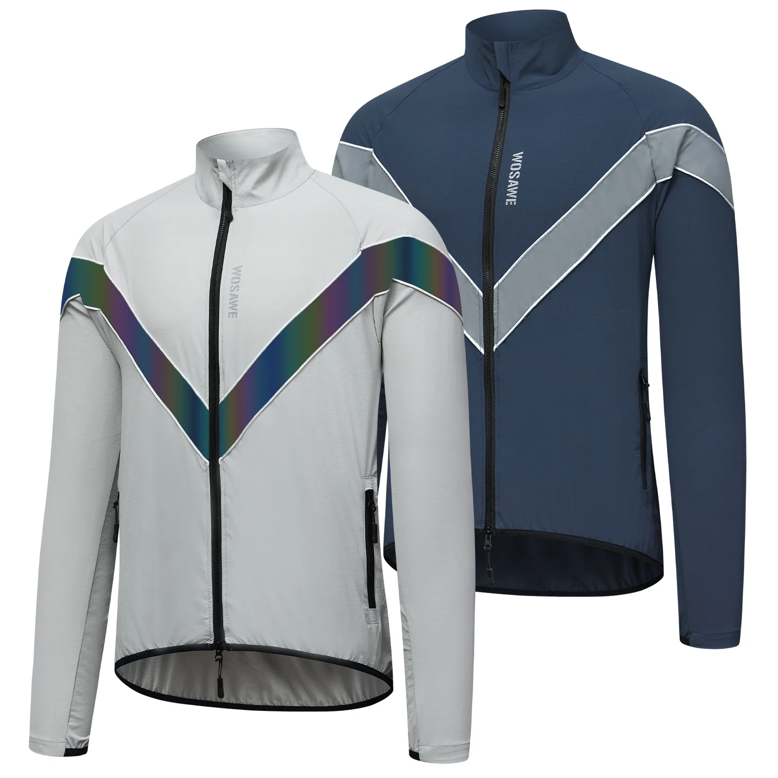 WOSAWE Unisex Cycling Windbreaker Jacket Summer Windproof Breathable Reflective Bicycle Coat Long Sleeve MTB Riding Gear