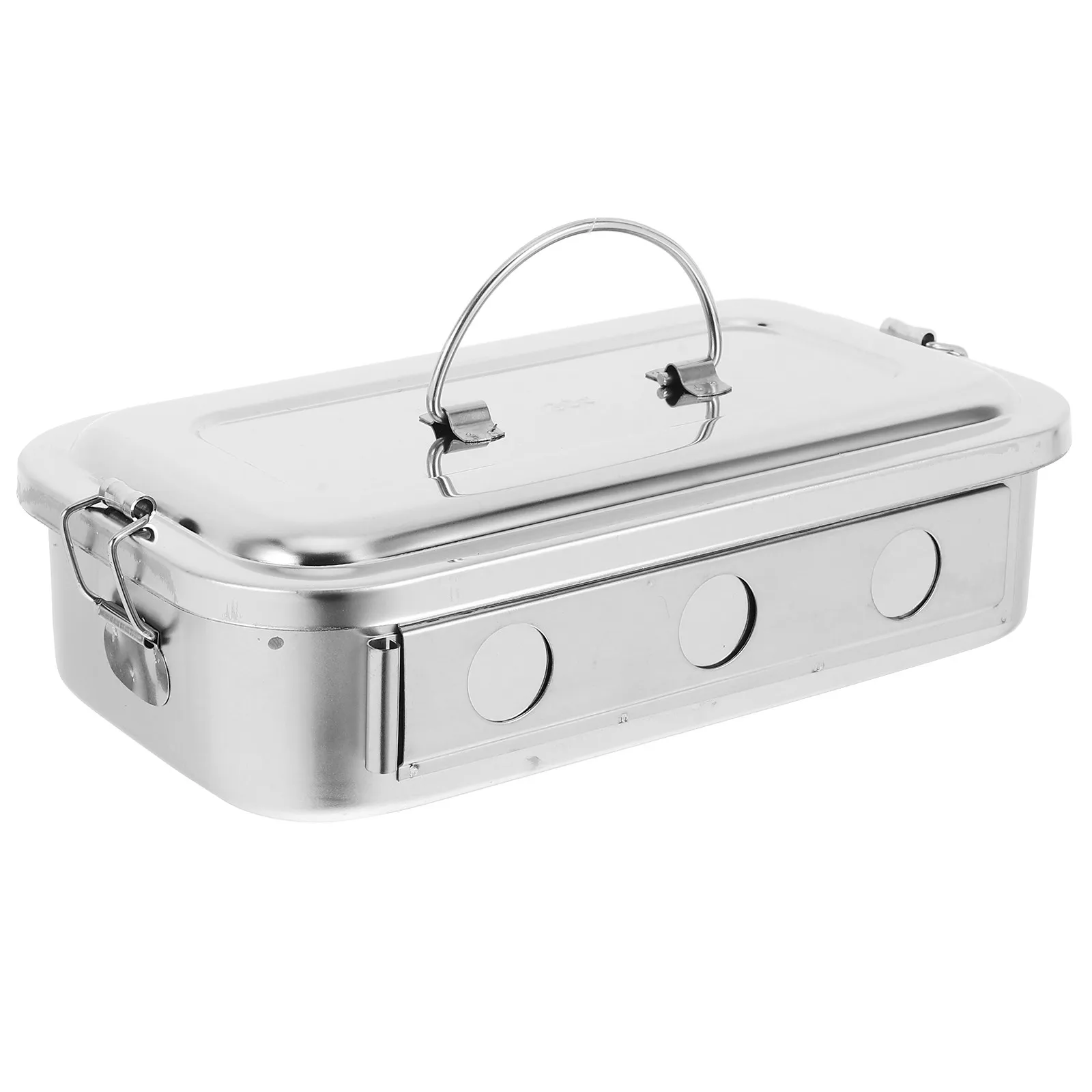 

Stainless Steel Disinfection Box 8 Inch Tool Tray Perforated Lid Instrument Holder Clinic Storage Container