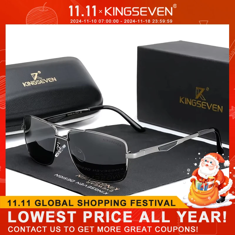 KINGSEVEN 2024 Brand Classic Square Polarized Sunglasses Men's Driving Male Sun Glasses Eyewear UV Blocking Oculos N7906