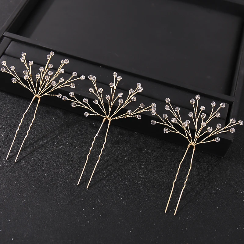 Fashion Crystal Pearl Rhinestone Hairpins Stick Hair Clip For Women Bridal Hair Accessories Party Wedding Hair Clips Jewelry