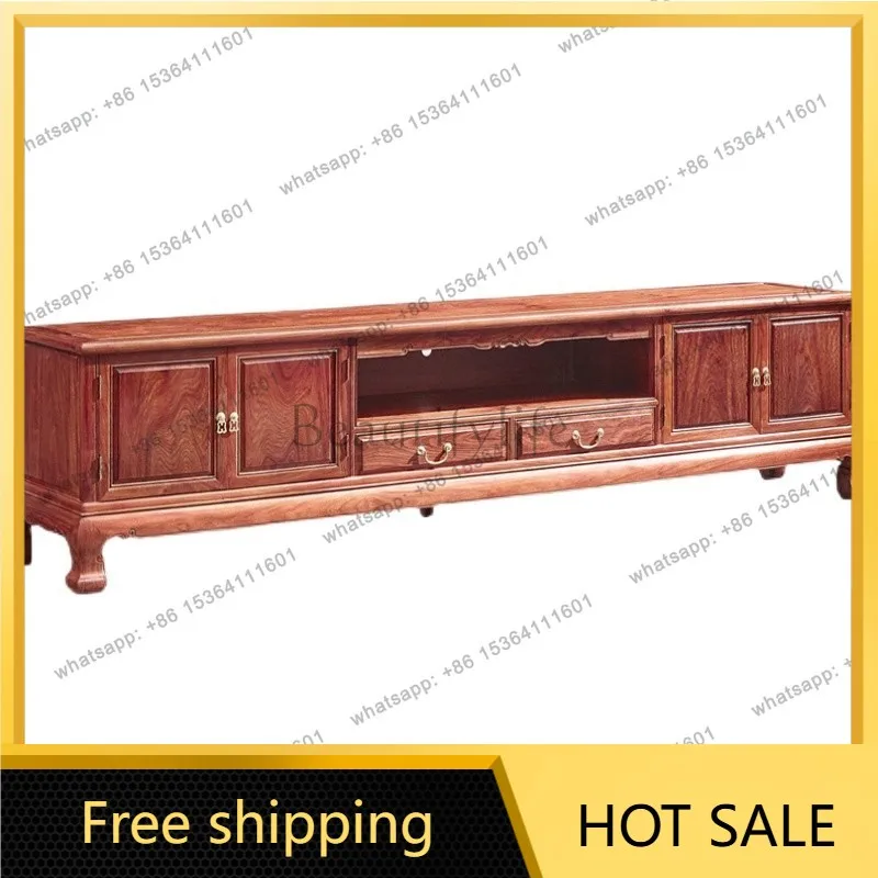 YJ Solid Wood TV Cabinet African Padauk Mortise‑and‑Tenon Console Unit For Living Room Home Furniture