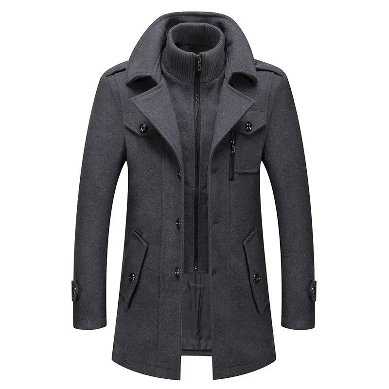 2023 New Men's Coat Double necked Thick Autumn Winter Oversized Men's Jacket Collar Men's Woolen Clothes M-8XL