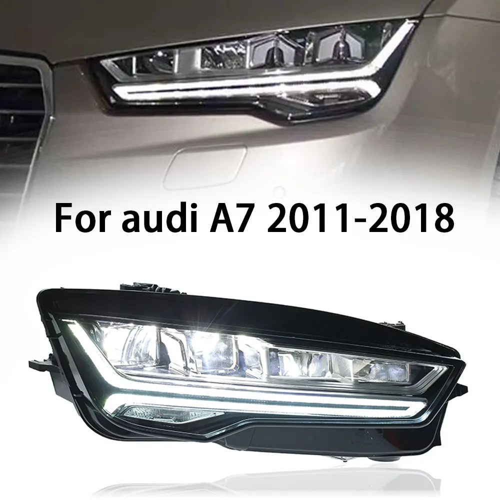 

Автомобильный фонарь для Audi A7 светодиодные фары 2011-2018 обновление фар DRL указатель поворота дальнего света линза проектора «ангельский глаз»