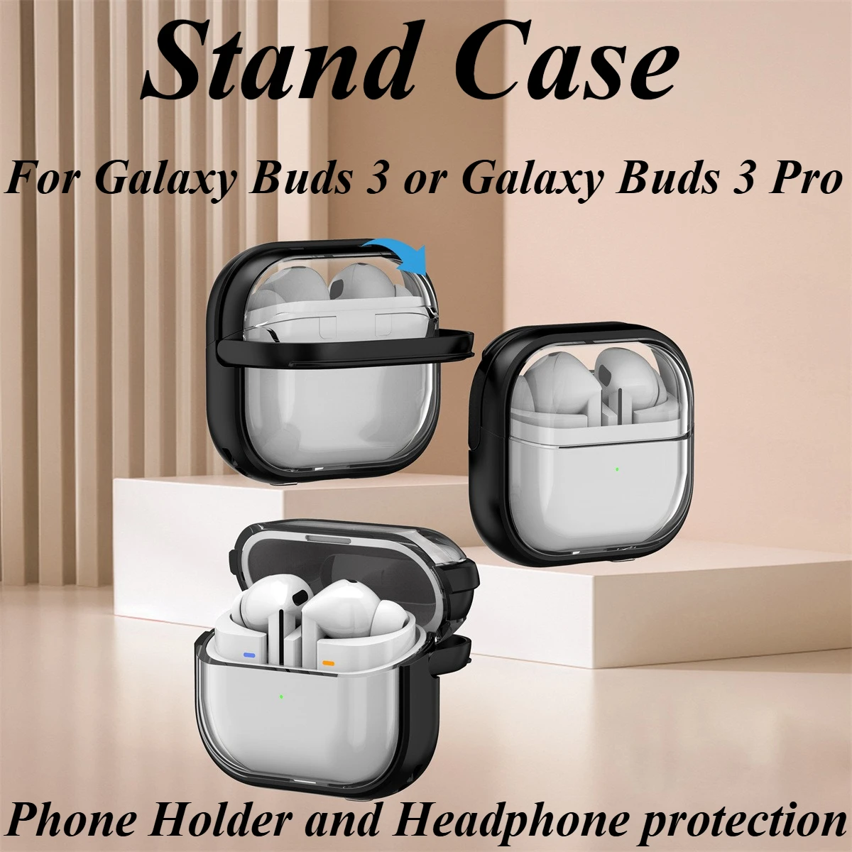 Прозрачный и противоскользящий чехол для наушников Samsung Buds 3 Pro с беспроводной зарядкой для Galaxy Buds 3, чехол с кронштейном