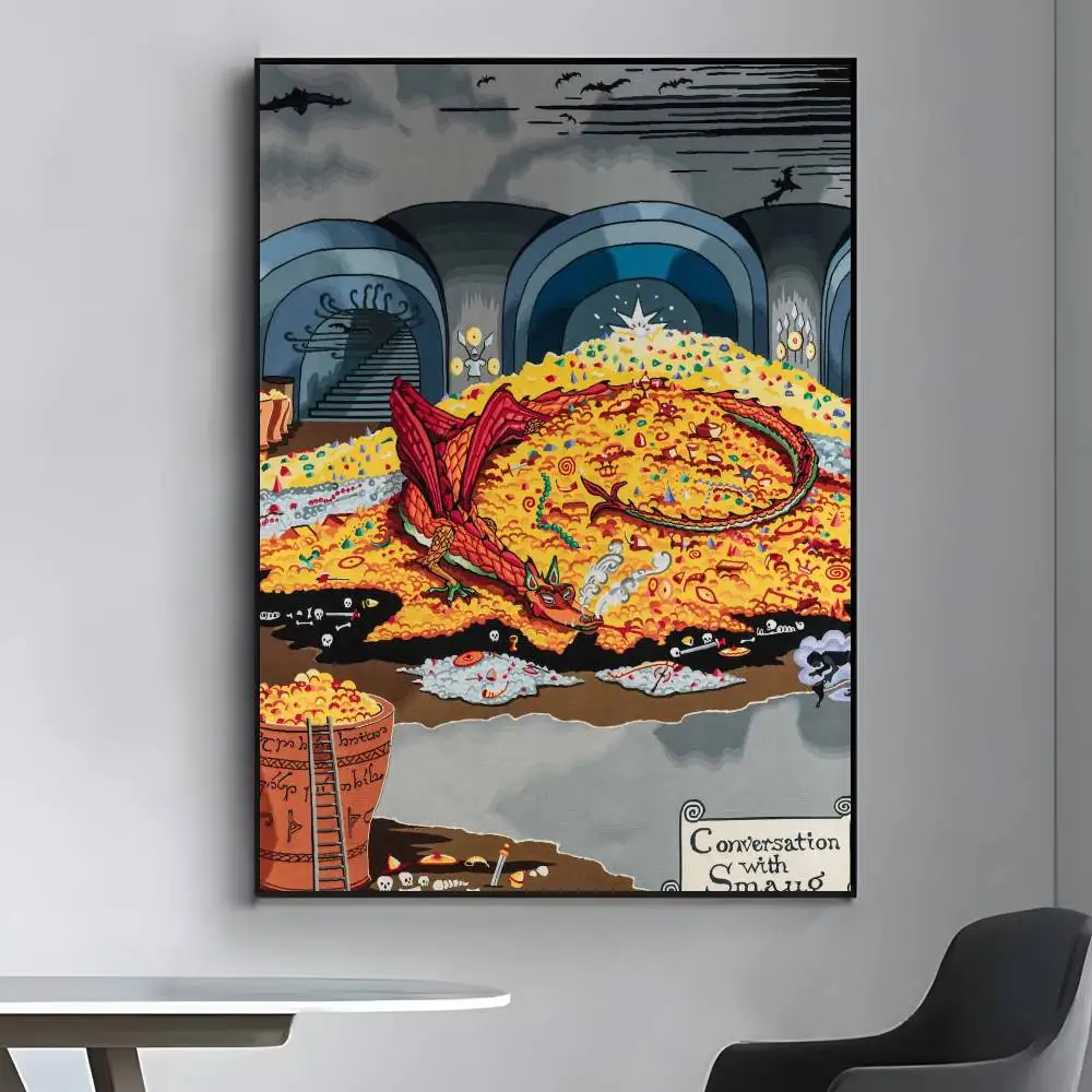 تولكين جدار خمر المشهد الفيلم الكلاسيكي قماش HD ورق الطباعة الجمالية جدار الفن لغرفة المعيشة بار ديكور المنزل الموضة #4