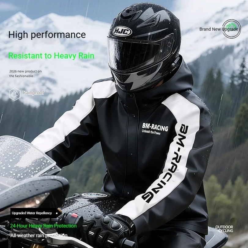 Men's Women's Motorcycle Riding Adults Wear Split Type Takeaway Rider's Full Body Rainstorm Raincoat Suit