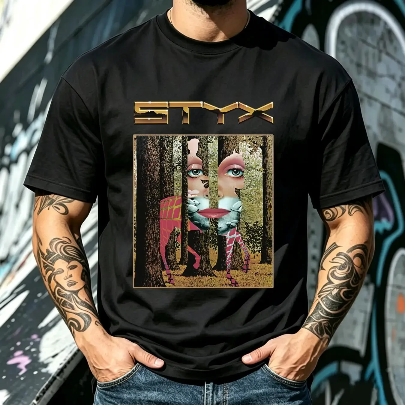washed T Shirt Styx 1997 Grand Vintage Fans Music vintage Washed streetwear Top For Everyday Wear graphic Slightly Unisex