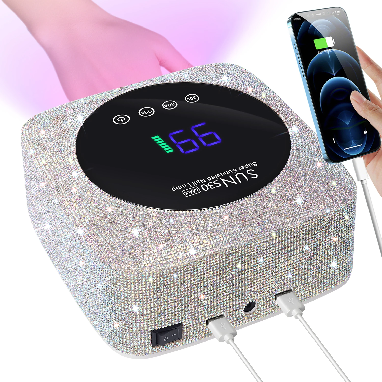 UV LED Nail Lamp For Nails 57LEDS Wireless Gel Polish Curing Lamp With Large Screen Professional Nail Equipment For Salon
