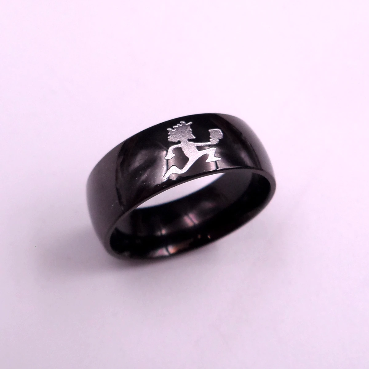 Black Plated Women Mens ICP Hatchetman Ring Stainless Steel Juggalette / Juggalo Rings 8-12#