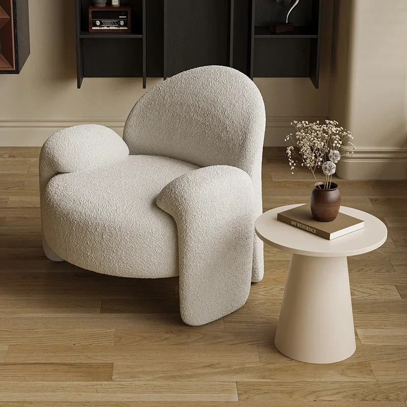 Leisure single chair lamb wool minimalist living room bedroom balcony light luxury high-end