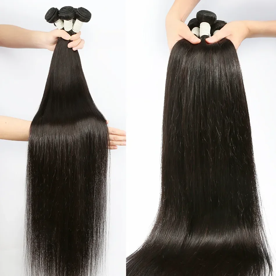 10A Straight Bundles Human Hair (22 24 26 28 Inches, Straight 2/3/4 Bundles) 100% Unprocessed Brazilian