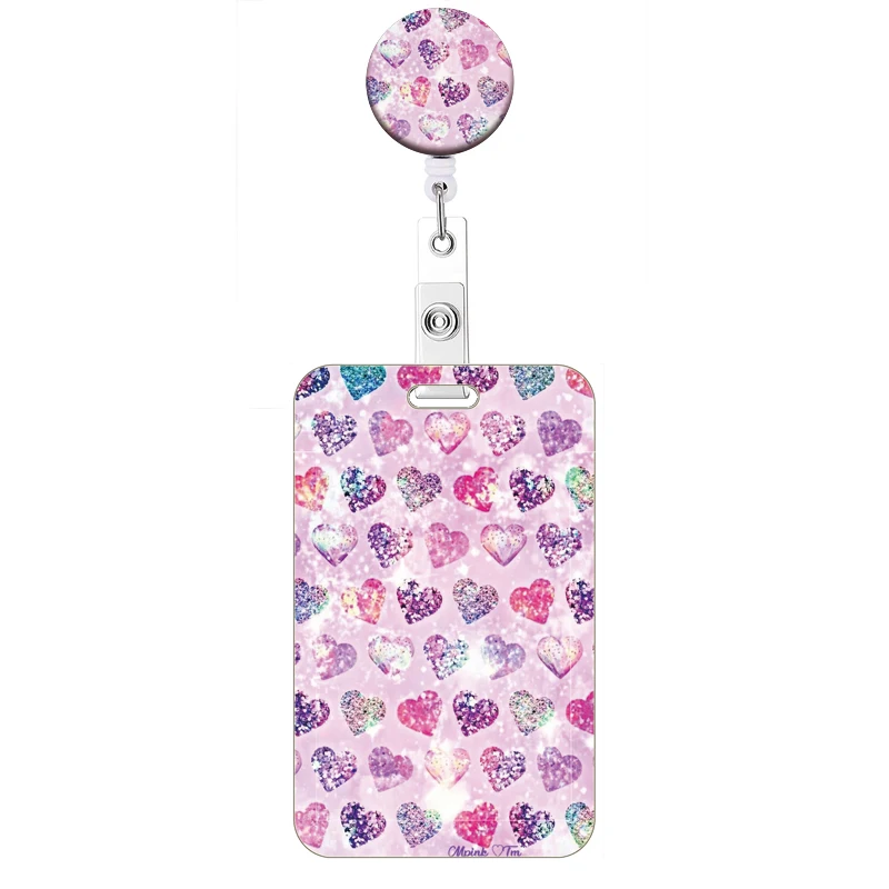 Neue Stil Farbe Liebe Versenkbare Clip Reel Karte Halter Herz Form ID Business Arbeit Karte Yoyo Abzeichen Halter Büro Liefert – Detail 16