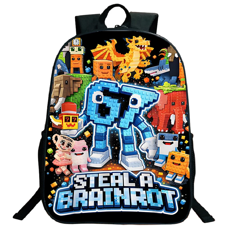 Steal A Brainrot 67 Six Seven Mochila infantil para estudantes, mochila de viagem para meninos e meninas, design divertido com números, bolsas escolares leves