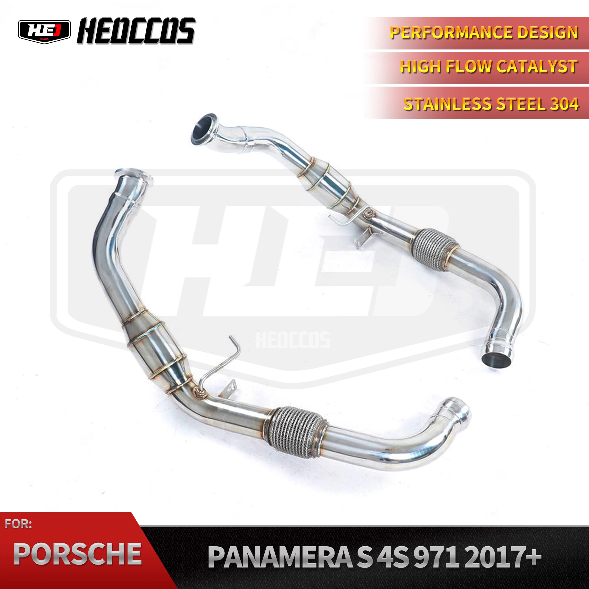 

HEO High Performance Active Sound Exhaust Muffler Downpipe with Heat Shield for Porsche Panamera 971 2.9T Header