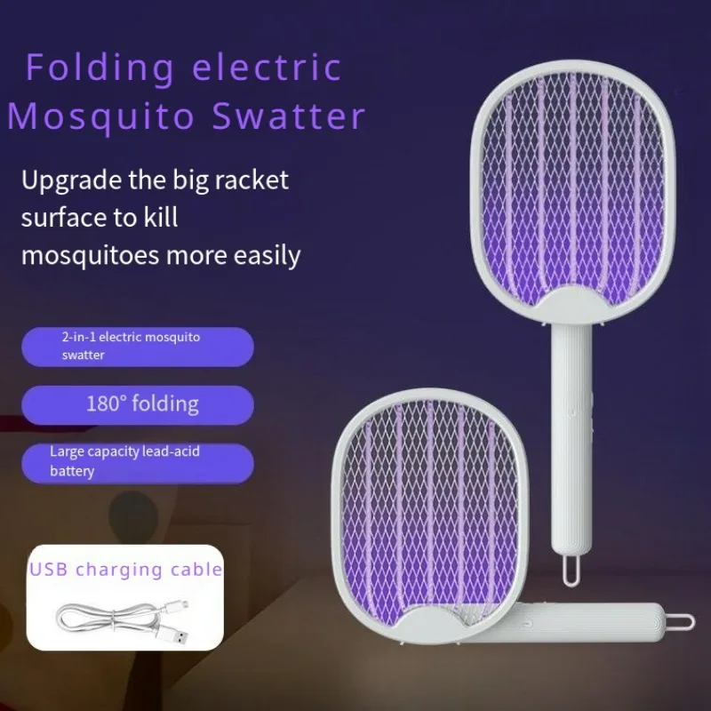 

Folding Electric Mosquito Swatter with 180 º Angle Adjustment for Purple Light Mosquito Attraction USB Charging Mosquito Killer