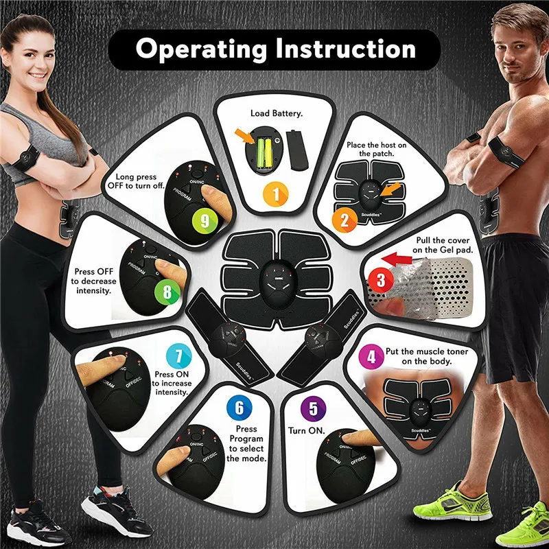 Wireless Muscle Stimulator ABS Abdominal Muscle Trainer Toner Body Fitness Hip Trainer Shaping Patch Sliming Trainer Unisex