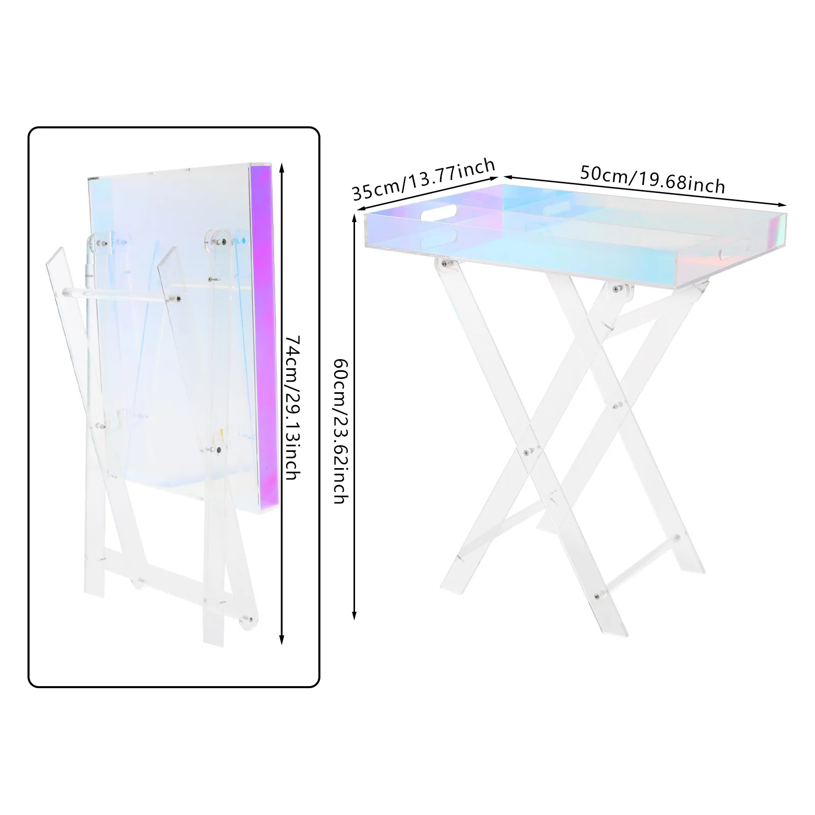 Stoliki kawiarniane Kolorowe akrylowe składane stoliki z tacką do salonu i sypialni Lekki, przenośny stolik pomocniczy