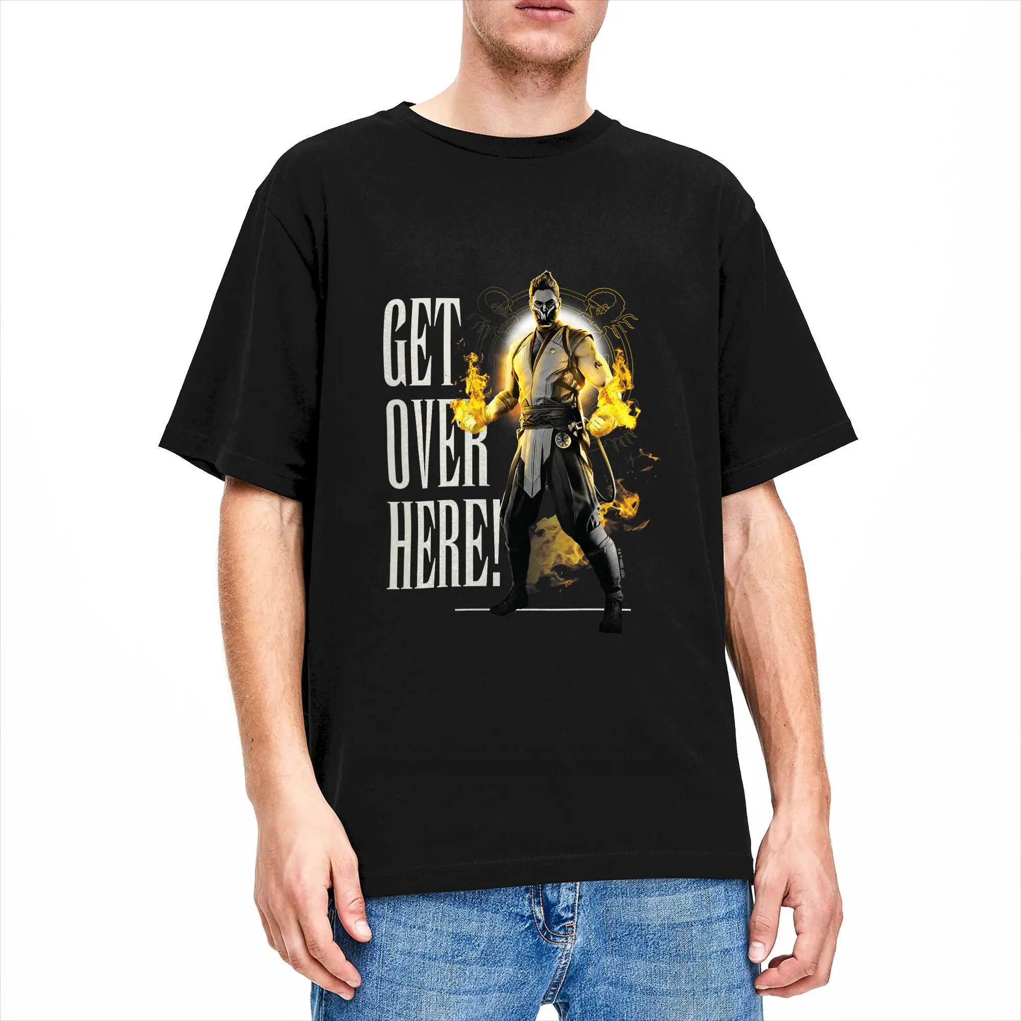 Vintage T Shirt Scorpion Get Over Here Mortals Kombats 100 Cotton T Shirts  Hippie Tshirt for Man Summer Aesthetic Casual Tees