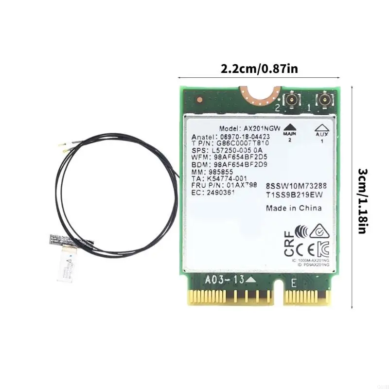 G6DD Band Ax201NGW WiFi Card 2.4GHz/5GHz 3000m CNVIO2 Adaptador sem fio