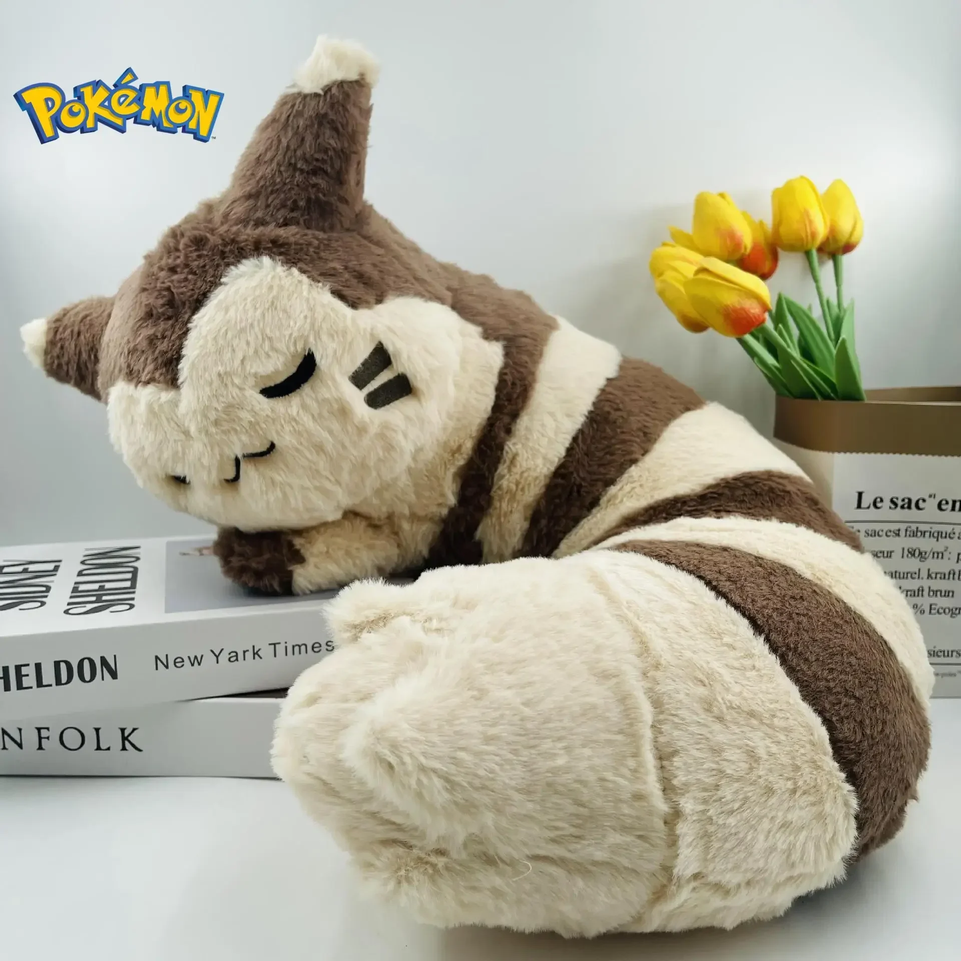 45cm Pokemon Furret Plush Toys Kawaii Sleep Furret Plush Doll Soft Stuffed Cute Elf Neck Pillow Birthday Gift For Girls Boys