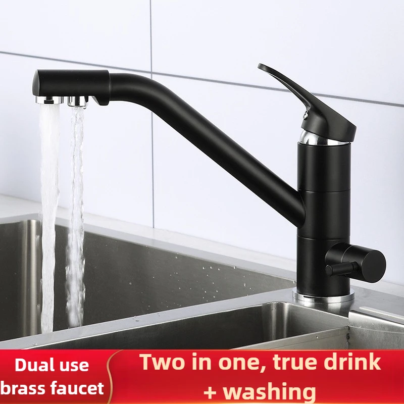 

Brass Kitchen Faucet 3 in 1 Kitchen Faucet Filter Water Tap Mixer Faucet for Drinking, Kitchen Sink Cooking, Cleaning