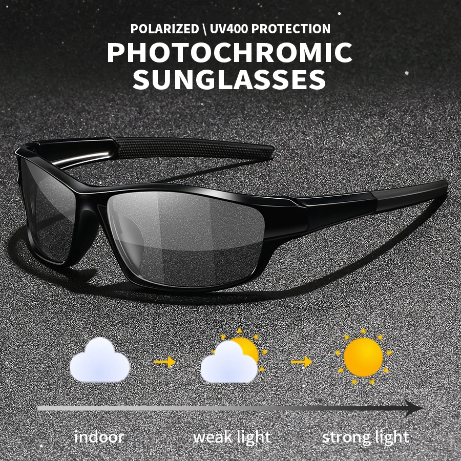 Óculos de Sol Esportivos Vintage Fotocromáticos Polarizados para Homens e Mulheres, para Pesca, Ciclismo, Direção e Montanhismo