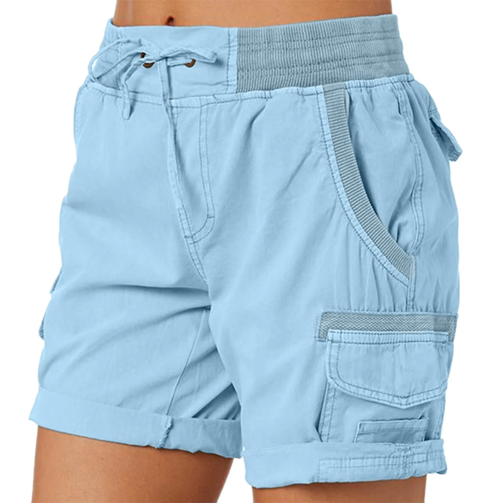 2024 Summer New Fashion High Waist Solid Color Women\'s Work Pants Pure Cotton Casual Shorts Thin A-line Loose Wide Leg Shorts