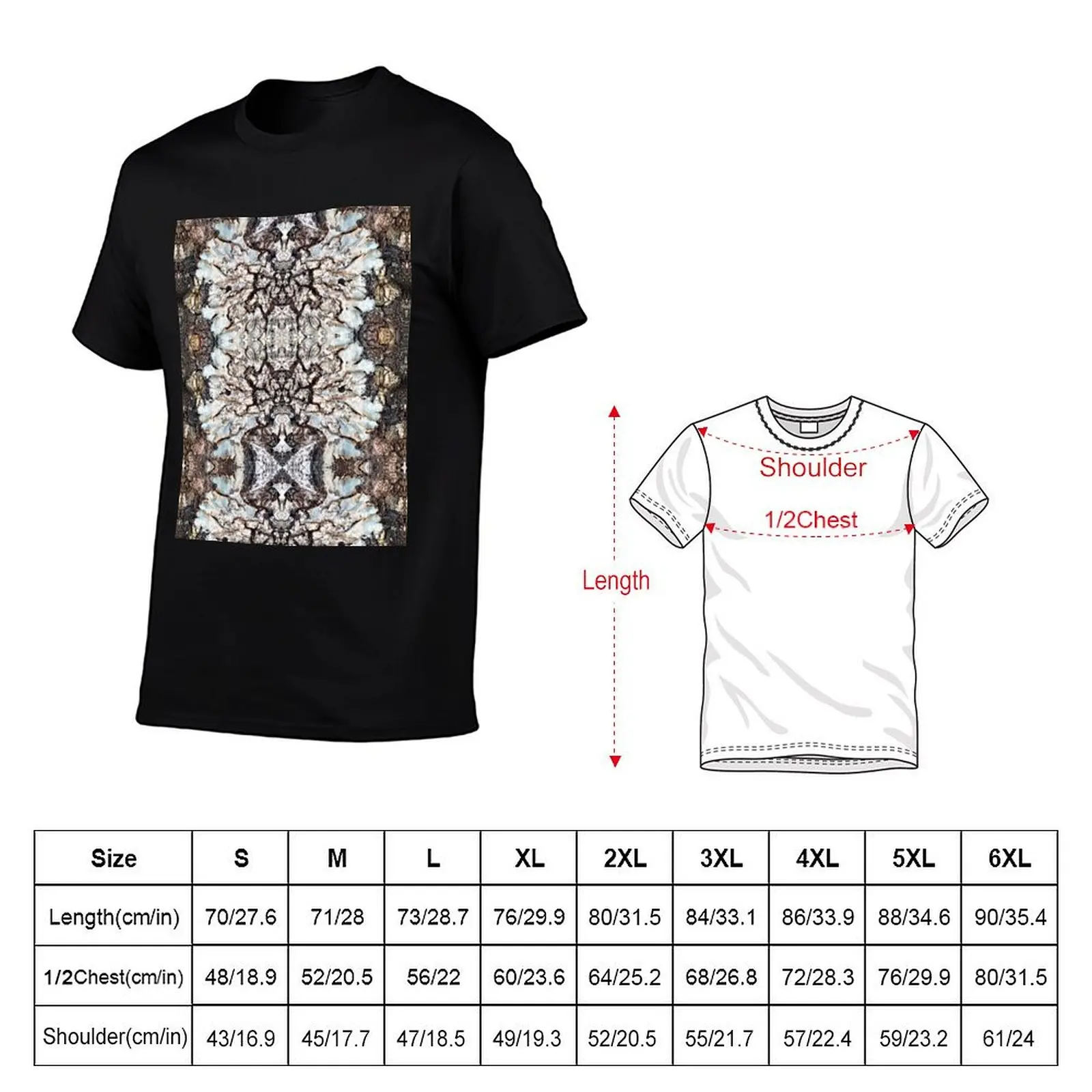 White Lichen on Tree Bark T-Shirt Sports Casual Short Sleeve Cotton Tee