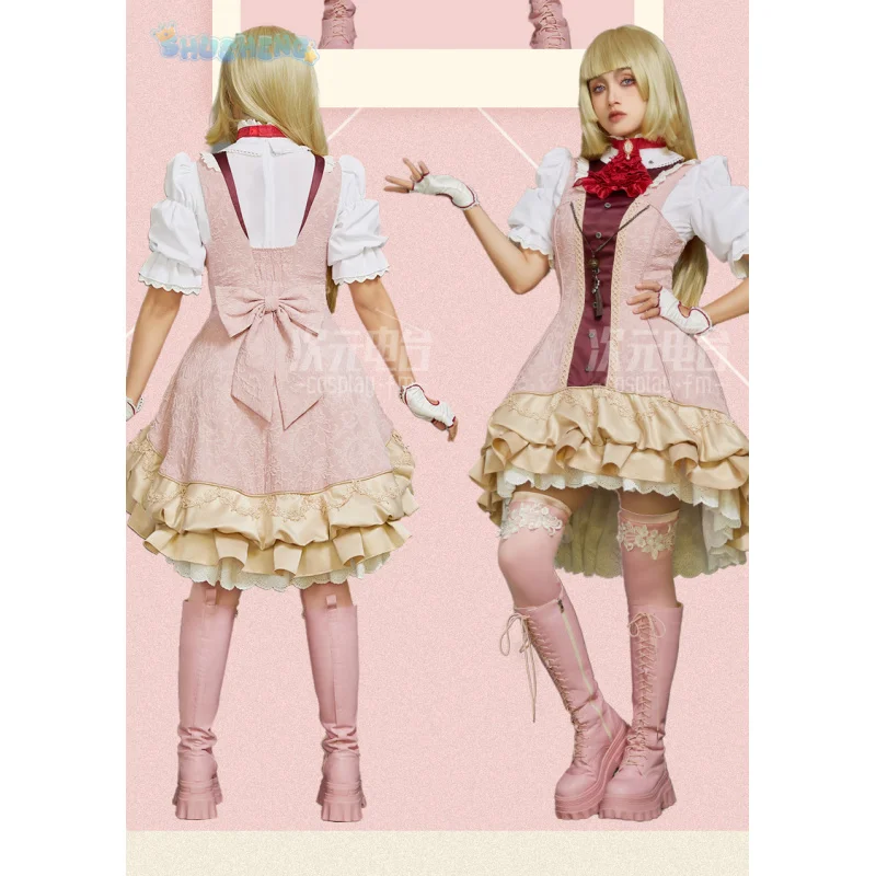 

Game Tekken 8 Lili Cosplay Emilie De Rochefort Costume Wig skirt glove accessories Halloween party cute and sweet pink dress set