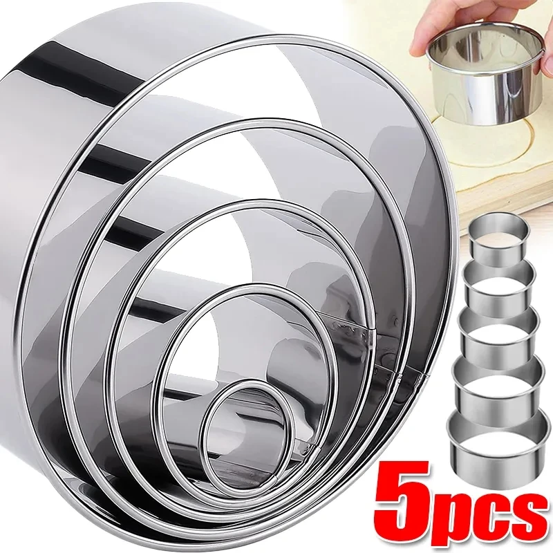 

Stainless Steel Biscuit Mold Kitchen Round Cookie Cutter Set Baking Circle Pastry Cake Mould DIY Dumplings Skin Cutting Tools