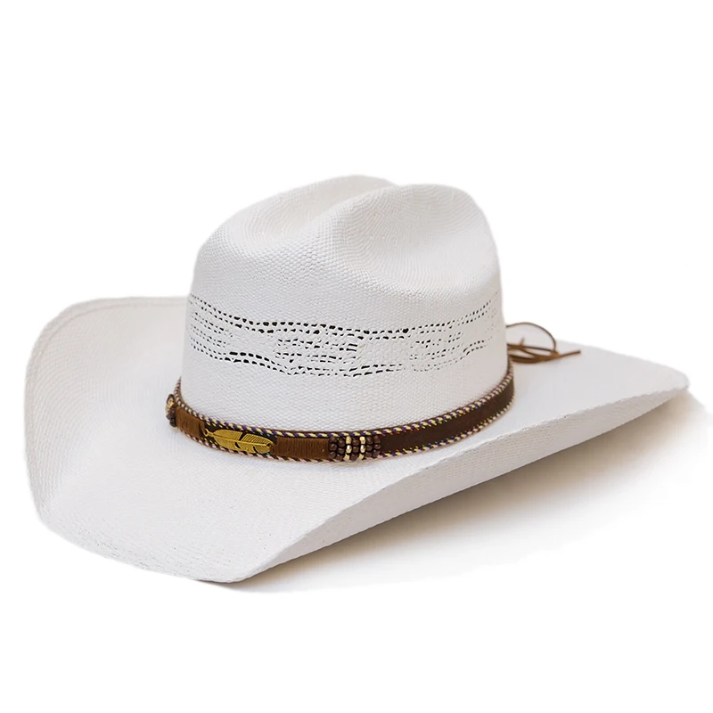 Simple Leaf Hollow-out Yellowstone Hard Straw Beach American Western Wide Brim Cowboy & Cowgirl Sun Hat Pinch Front 55-61cm