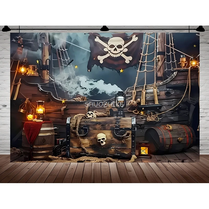 

Retro Pirate Treasure Map Backdrop for Photography Nautical Island Background Birthday Party Boys Portrait Photo Props DS-11