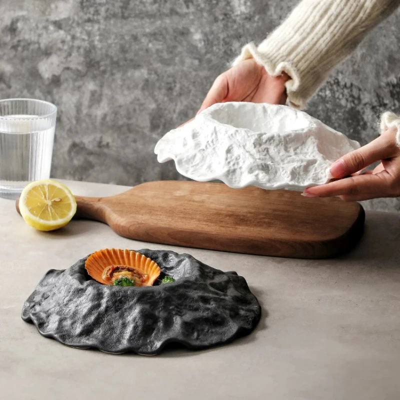 French Dessert Plate Ceramic Western Food Snack Creative Soup Plate Commercial Volcano Shaped Artistic Cuisine Tableware