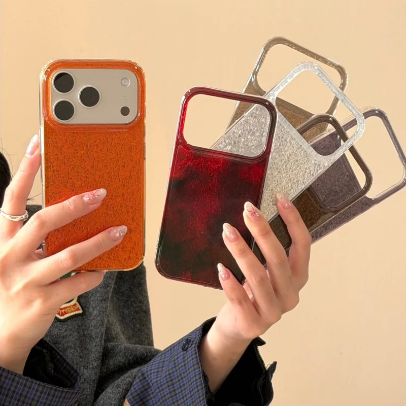 

Art Glass Shards Texture Phone Case For iPhone 17 Pro 16 15 14 Pro Max Back Cover Shockproof Cute Protective Cases For iPhone 17