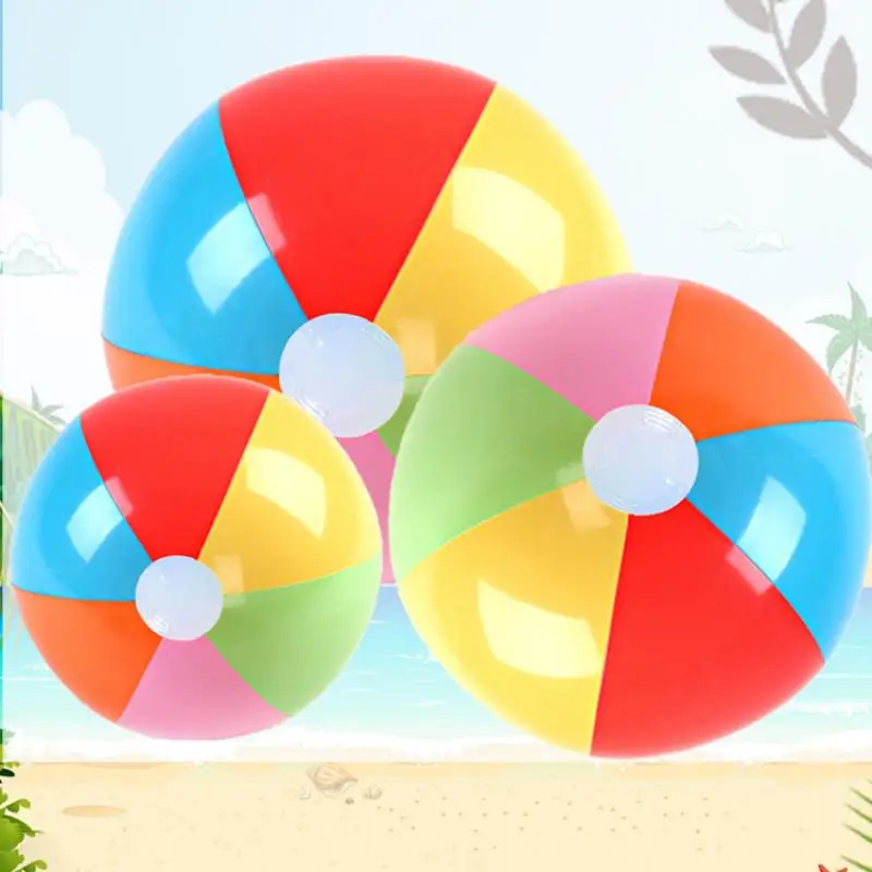 6PCS Inflatable Beach Ball Rainbow Color Pool Party Favors Summer Water Toy Pvc Inflatable Beach Ball Multicolored Beach Toy