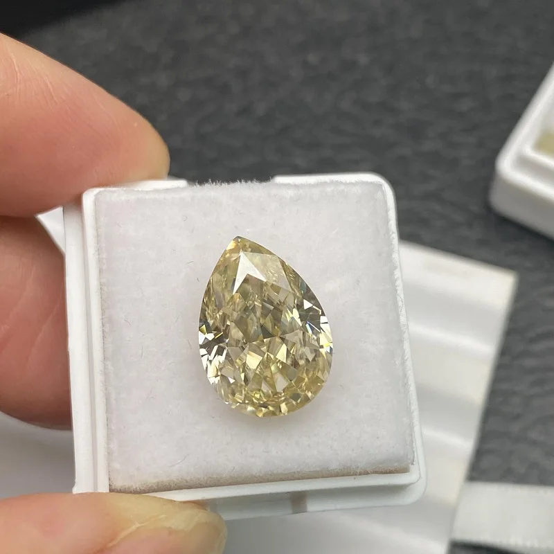 Ruif Original Beautiful Yellow Pear Moissanite Gemstone for fine Jewelry Making With Certificate Pass Diamond Tester