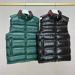 Heren Winter Donzen Vest Opstaande Kraag Huid Capuchon 95% Witte Ganzendons Vrijetijdsvesten Dragen Modieuze Kleding Voor Dagelijks Gebruik