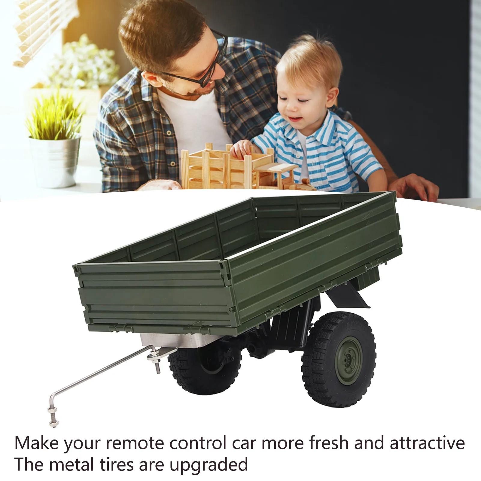 RC Car RC Trailer for P06 Unimog RC Car Trailer Remote Control Cargo Carrier for P06 Unimog Model RC Car Spare Parts Accessories