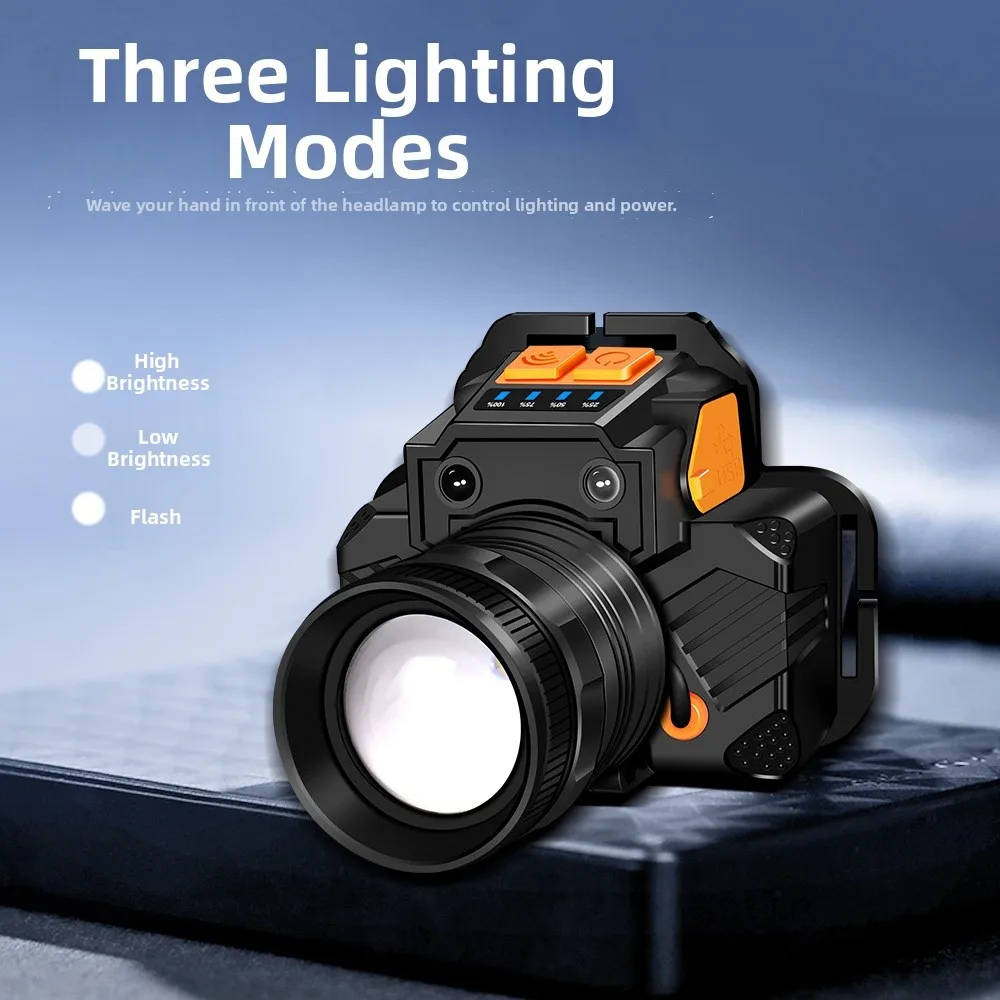 30W LED Headlamp with 800m Illumination USB Rechargeable IPX4 Waterproof for Trekking Hiking Fishing Night Work