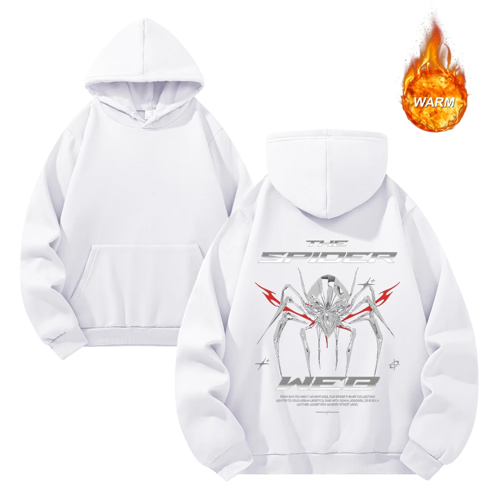 Men's Y2k Spider Print Hoodies Casual Warm Pullover For Autumn Suitable For Daily Wear Workouts Commute And Streetwear Style