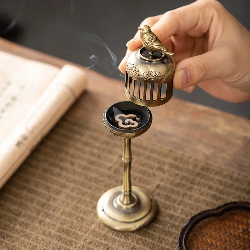 Matel Magpie Hollow Lamp Sandalwood Fragrance Censer Smoking Backflow Incense Holder Tea House Ornaments Study Room Home Decor