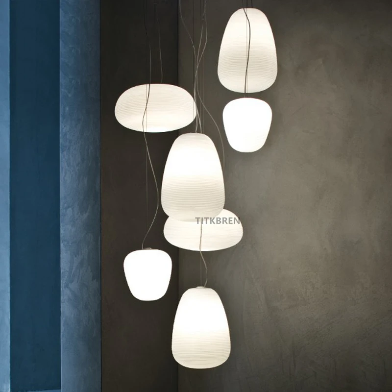 Nordic Creative Foscarini Rituals Milky White Glass Whorls Pendant Light Dining Living Room Bar Restaurant Indoor Hanging Lamp