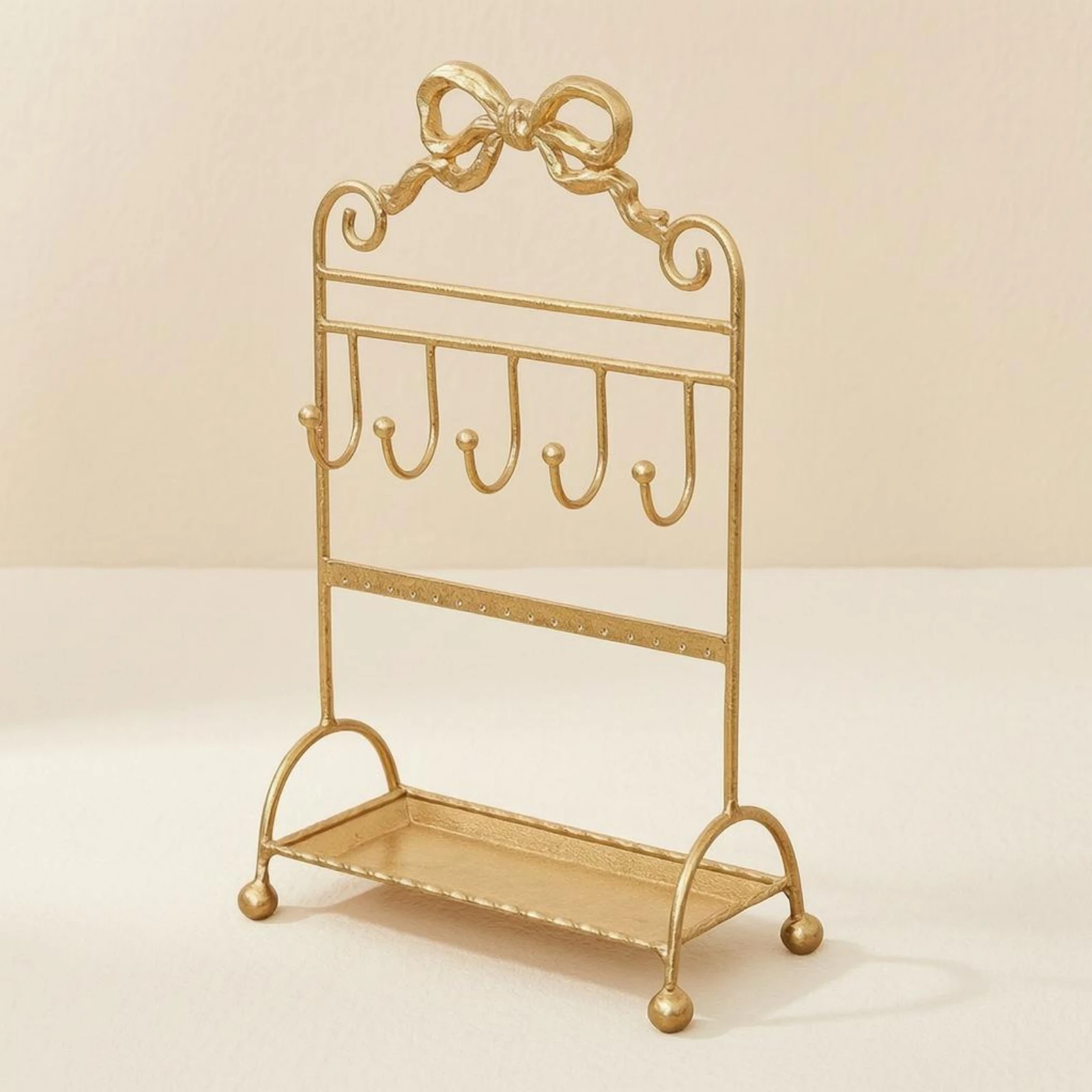 

Jewelry Display Stand Gold-Tone Jewelry Organizer Stand Necklace Holder Shallow Tray Compact